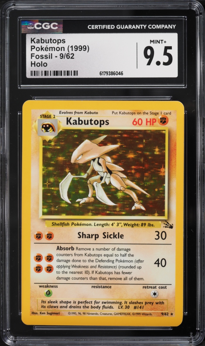 1999 Pokemon Fossil Holo Kabutops #9 CGC 9.5 MINT+