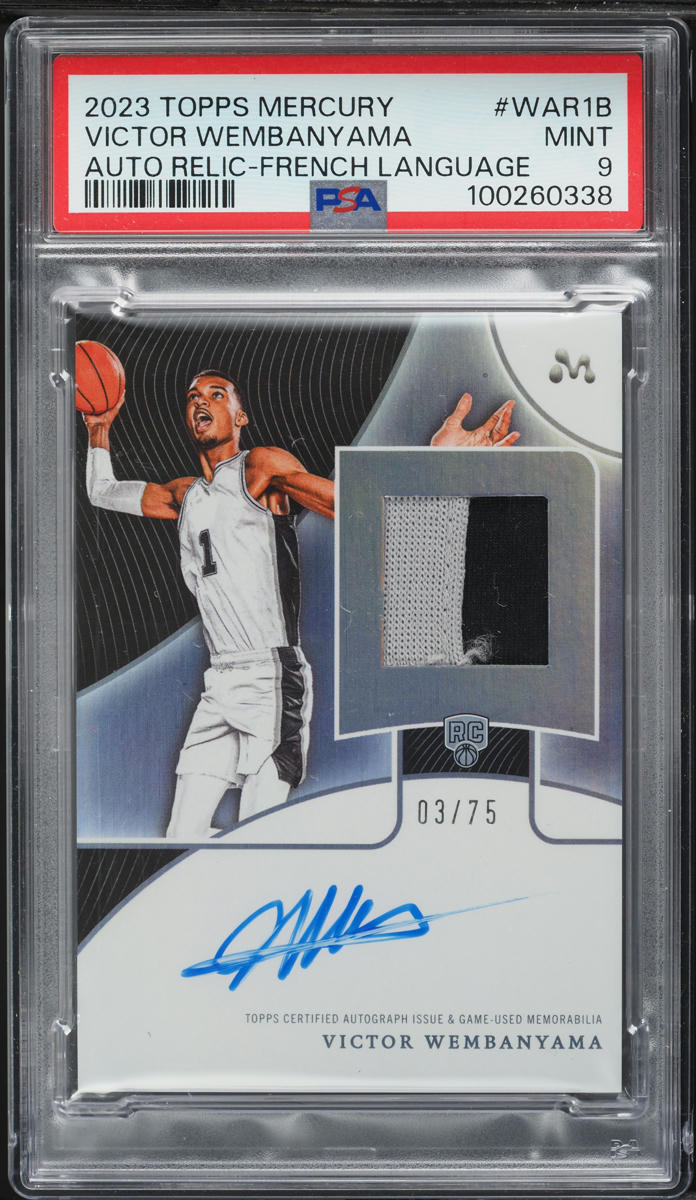 2023 Topps Mercury French Language Victor Wembanyama ROOKIE PATCH AUTO /75 PSA 9