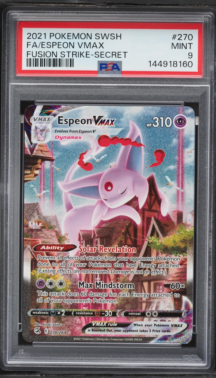 2021 Pokemon Sword & Shield Fusion Strike Alt Art Espeon VMAX #270 PSA 9 MINT