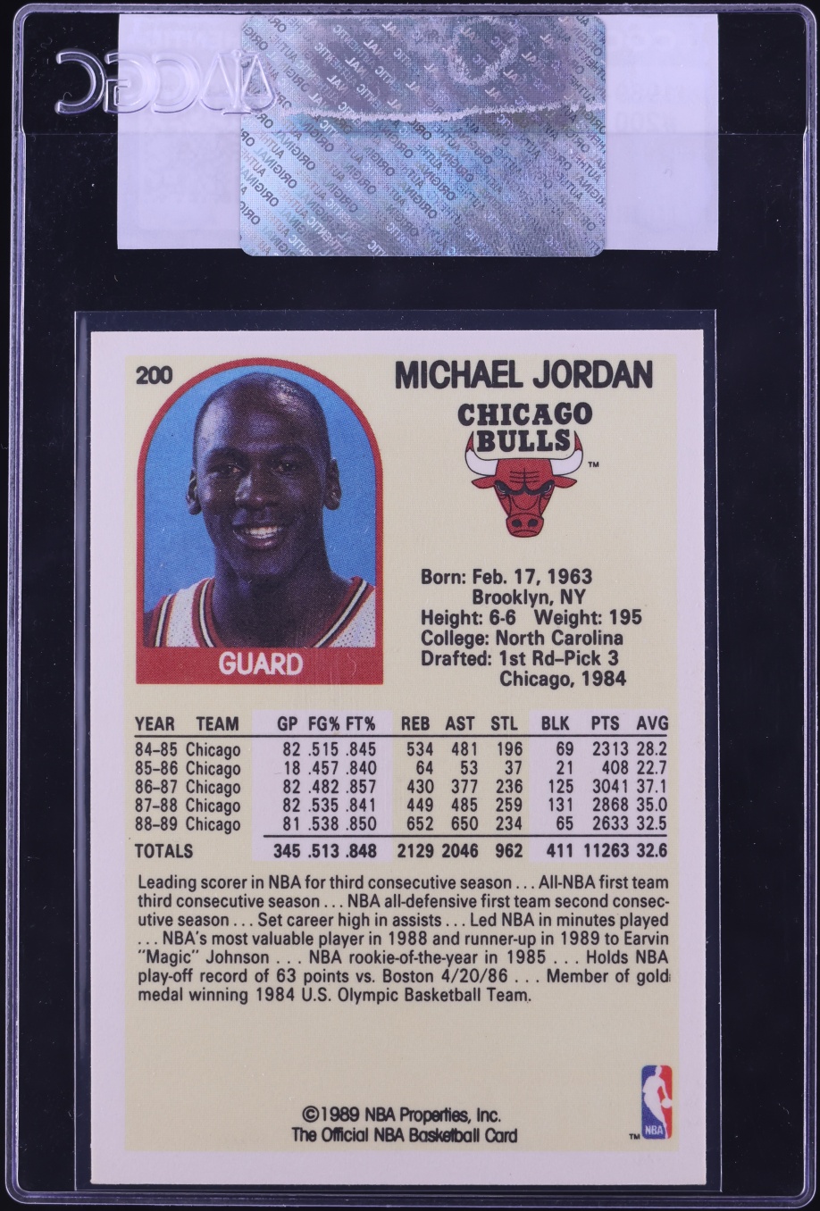 1989 Hoops Michael Jordan #200 CGC AUTH