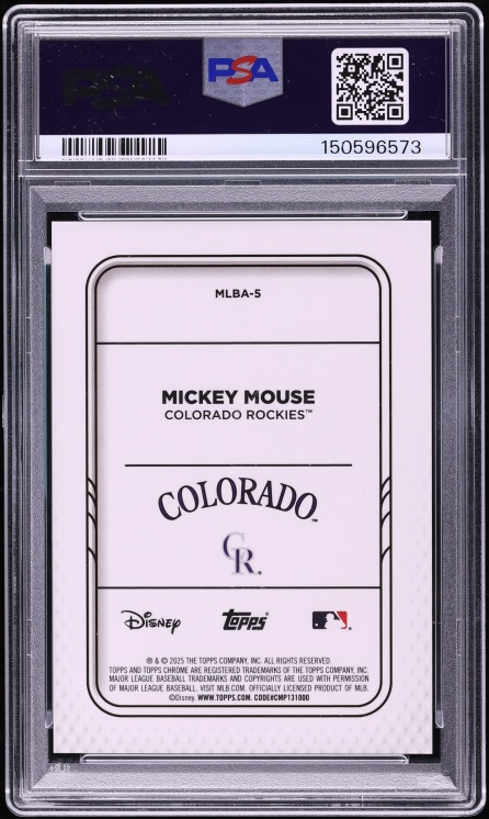 2025 Topps Chrome Sapphire Update Series Mickey And Friends Mickey Mouse #MLBA-5 PSA 10 GEM