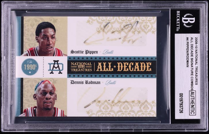 2009 Playoff National Treasures All Decade Scottie Pippen Dennis Rodman AUTO 1/5 #4 BGS AUTH
