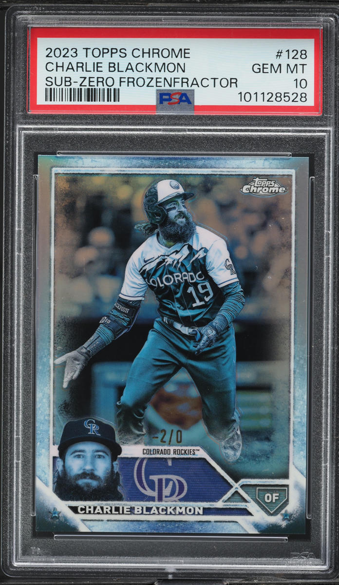2023 Topps Chrome Sub-Zero Frozenfractor Charlie Blackmon -2/0 #128 PSA 10 GEM