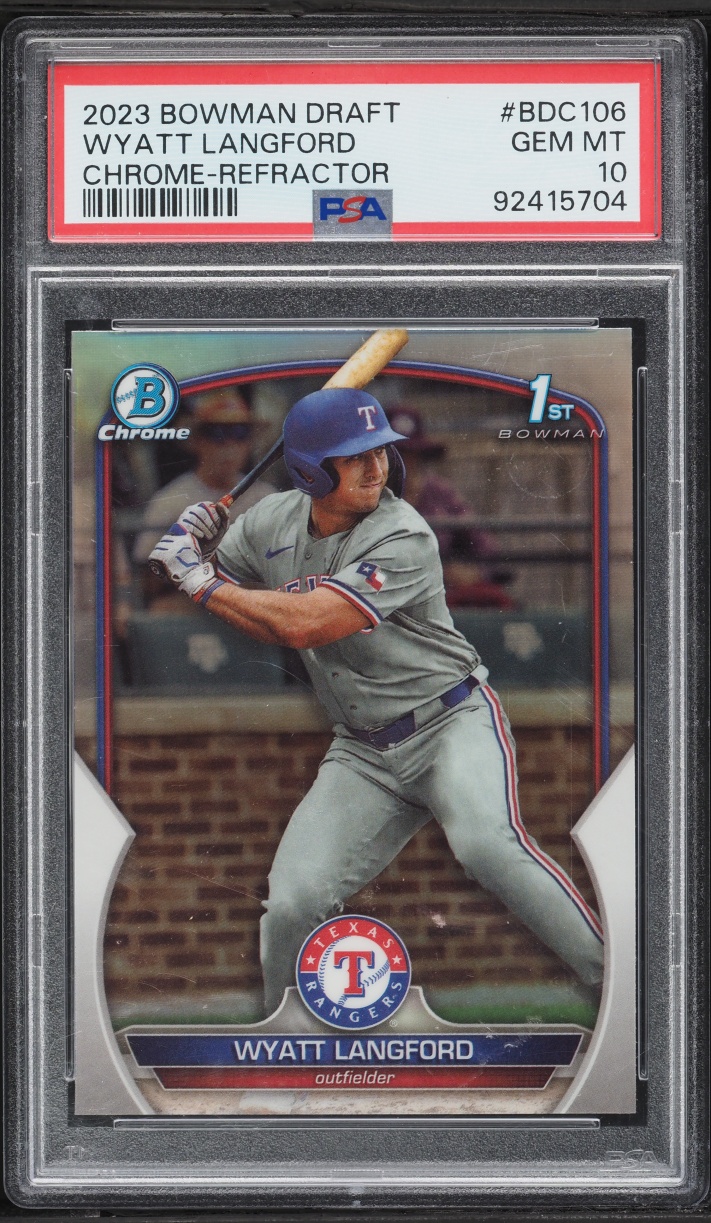 2023 Bowman Chrome Refractor Wyatt Langford PROSPECT #BDC-106 PSA 10 GEM MINT