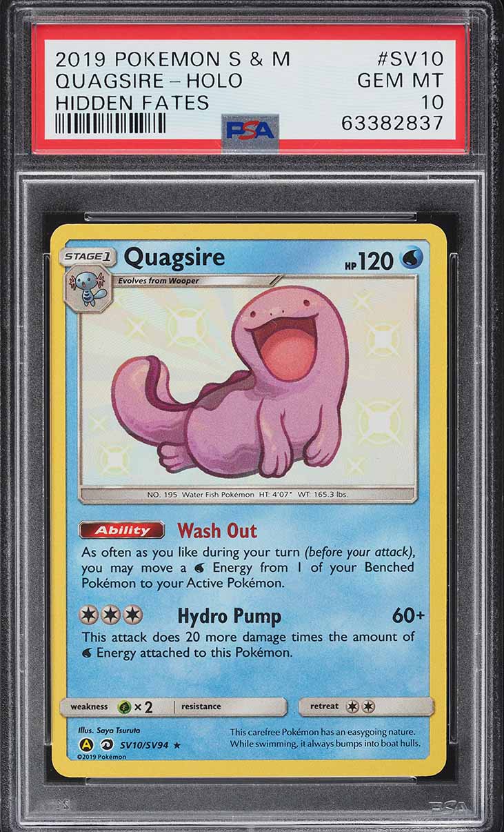 2019 Pokemon Sun & Moon Hidden Fates Shiny Quagsire #SV10 PSA 10 GEM MINT