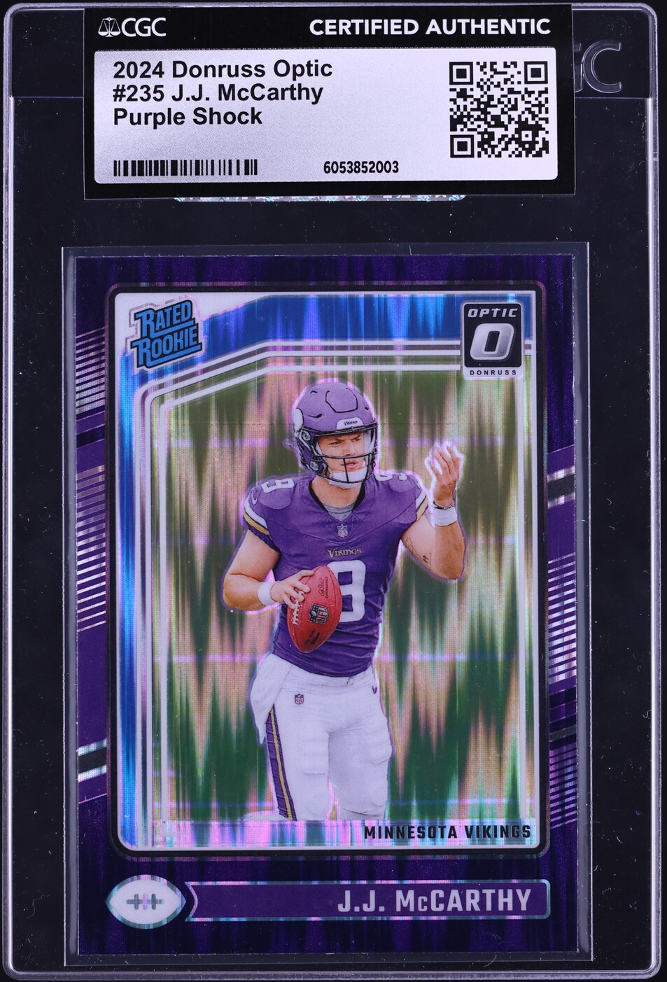 2024 Donruss Optic Purple Shock J.J. McCarthy ROOKIE #235 CGC AUTH