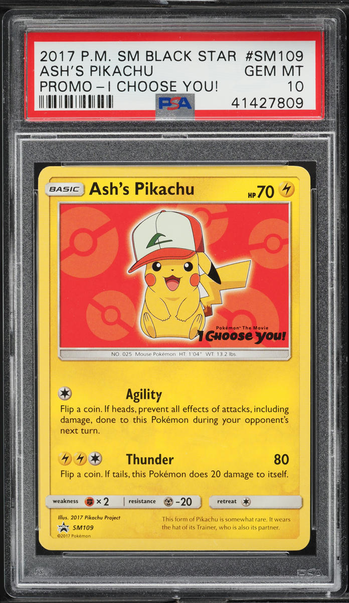 2017 Pokemon SM Black Star Promo I Choose You! Ash's Pikachu #SM109 PSA 10 GEM