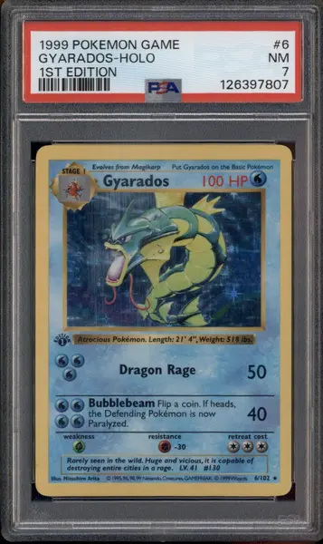 1999 Pokemon Set 1st Edition #6/102 Gyarados Holo PSA 7