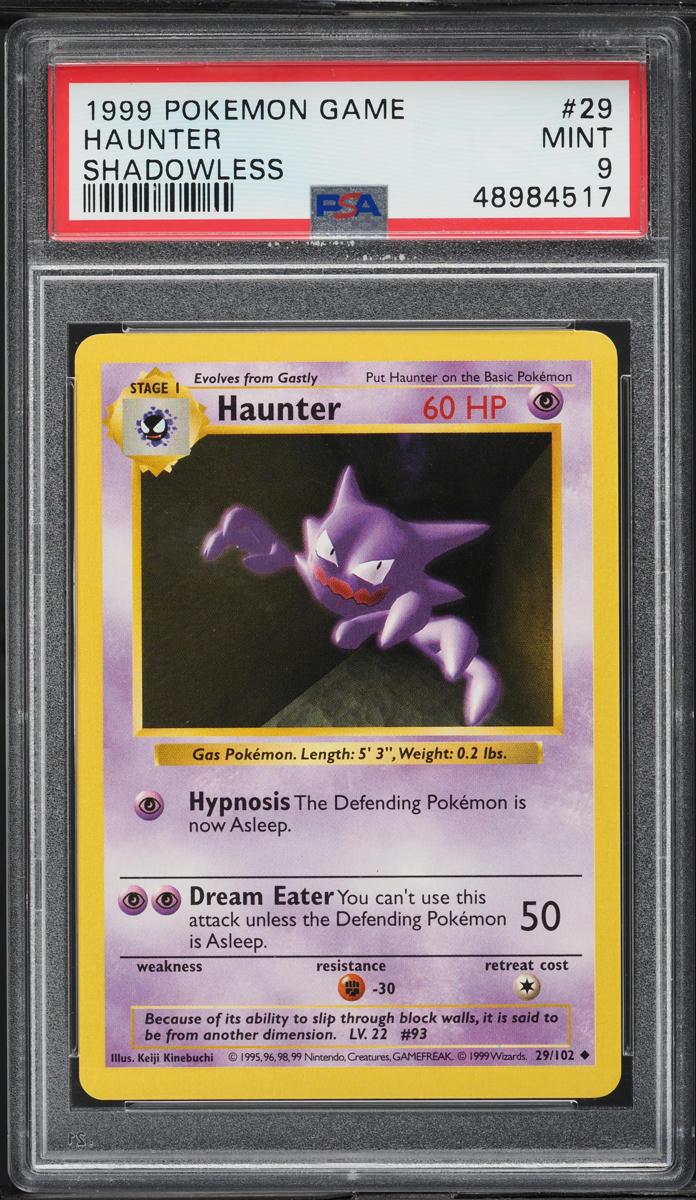 1999 Pokemon Base Set Shadowless Haunter #29 PSA 9 MINT