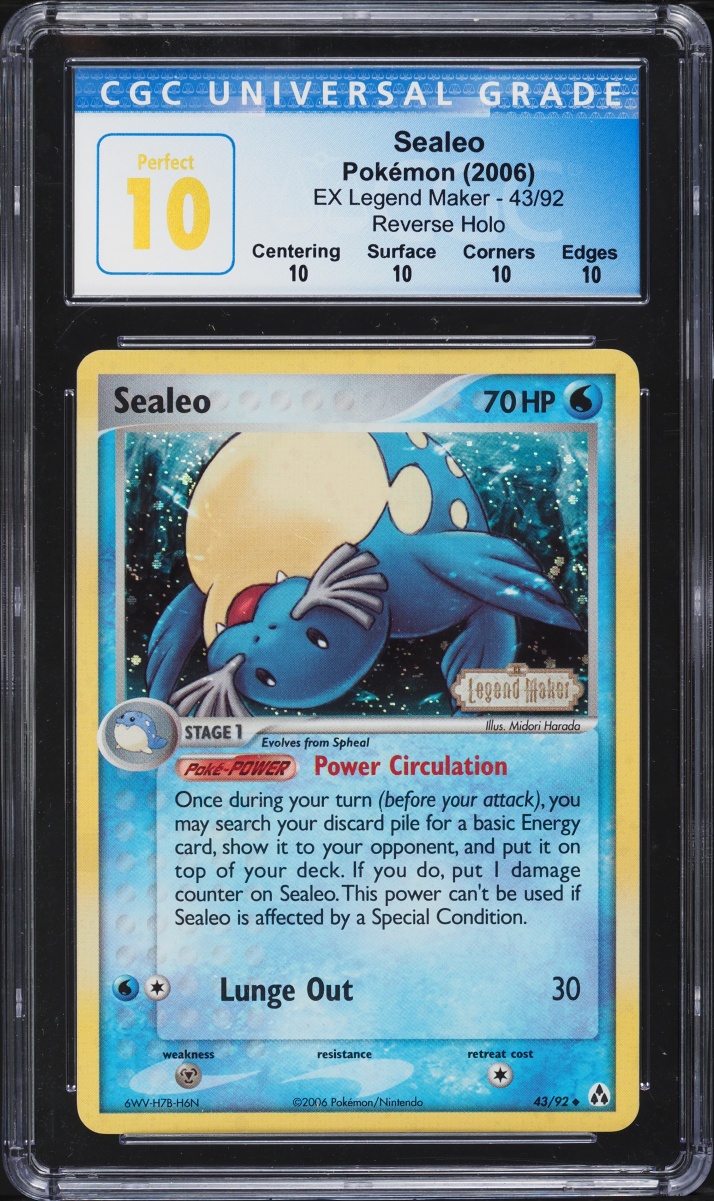 2006 Pokemon EX Legend Maker Reverse Holo Sealeo #43 CGC 10 PERFECT