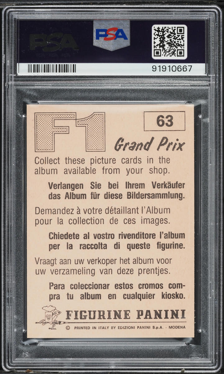1980 Panini Formula 1 F1 Grand Prix Alain Prost ROOKIE #63 PSA 9 MINT