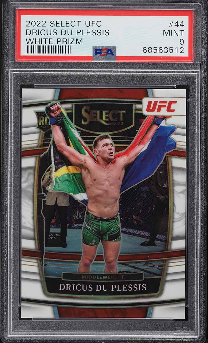 2022 Select UFC Concourse White Prizm Dricus Du Plessis ROOKIE /75 #44 PSA 9