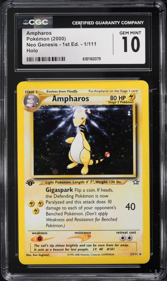 2000 Pokemon Neo Genesis 1st Edition Holo Ampharos #1 CGC 10 GEM MINT