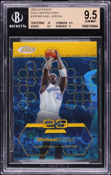 2002 Finest Gold Refractor Michael Jordan /25 #100 BGS 9.5 GEM MINT