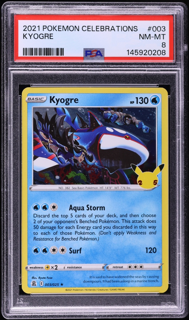 2021 Pokemon Sword & Shield Celebrations Kyogre #3 PSA 8 NM-MT