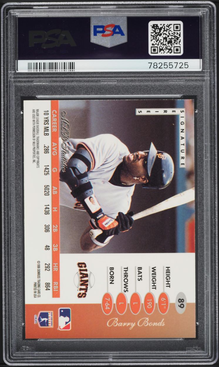 1996 Leaf Signature Gold Press Proof Barry Bonds #89 PSA 10 GEM MINT - Photo 2