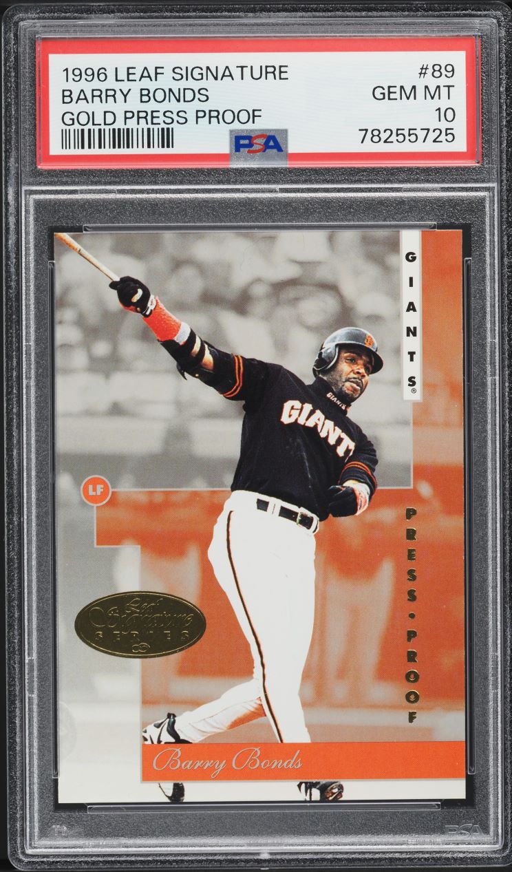 1996 Leaf Signature Gold Press Proof Barry Bonds #89 PSA 10 GEM MINT