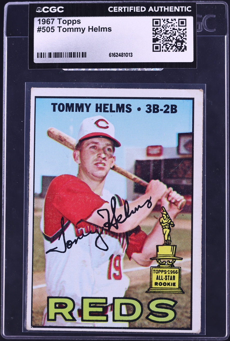1967 Topps Tommy Helms #505 CGC AUTH