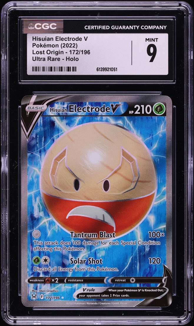 2022 Pokemon Sword & Shield Lost Origin Full Art Hisuian Electrode V #172 CGC 9 MINT