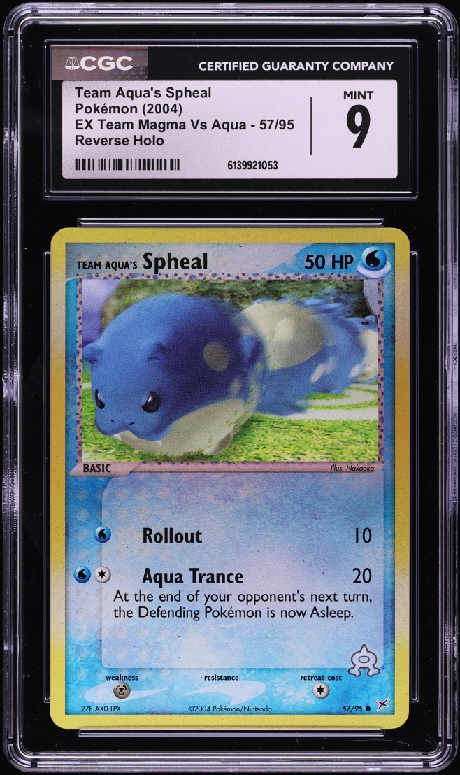 2004 Pokemon EX Team Magma Vs Aqua Reverse Holo Team Aqua's Spheal #57 CGC 9 MINT