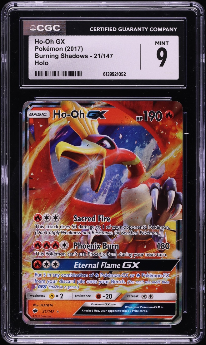 2017 Pokemon Sun & Moon Burning Shadows Holo Ho-Oh GX #21 CGC 9 MINT