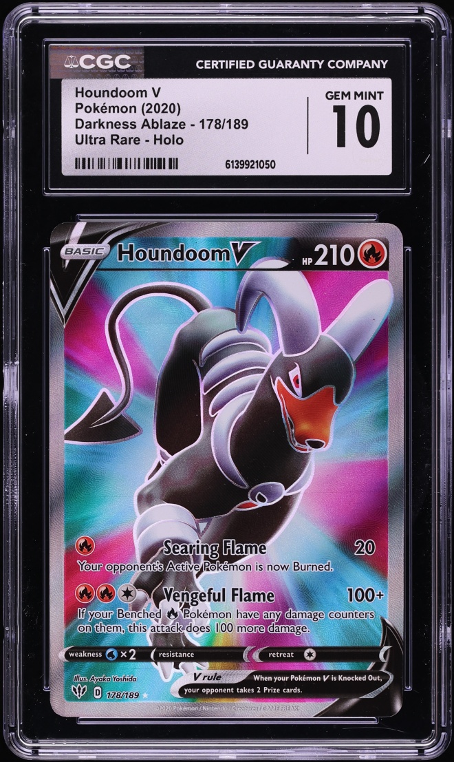 2020 Pokemon Sword & Shield Darkness Ablaze Full Art Houndoom V #178 CGC 10 GEM MINT