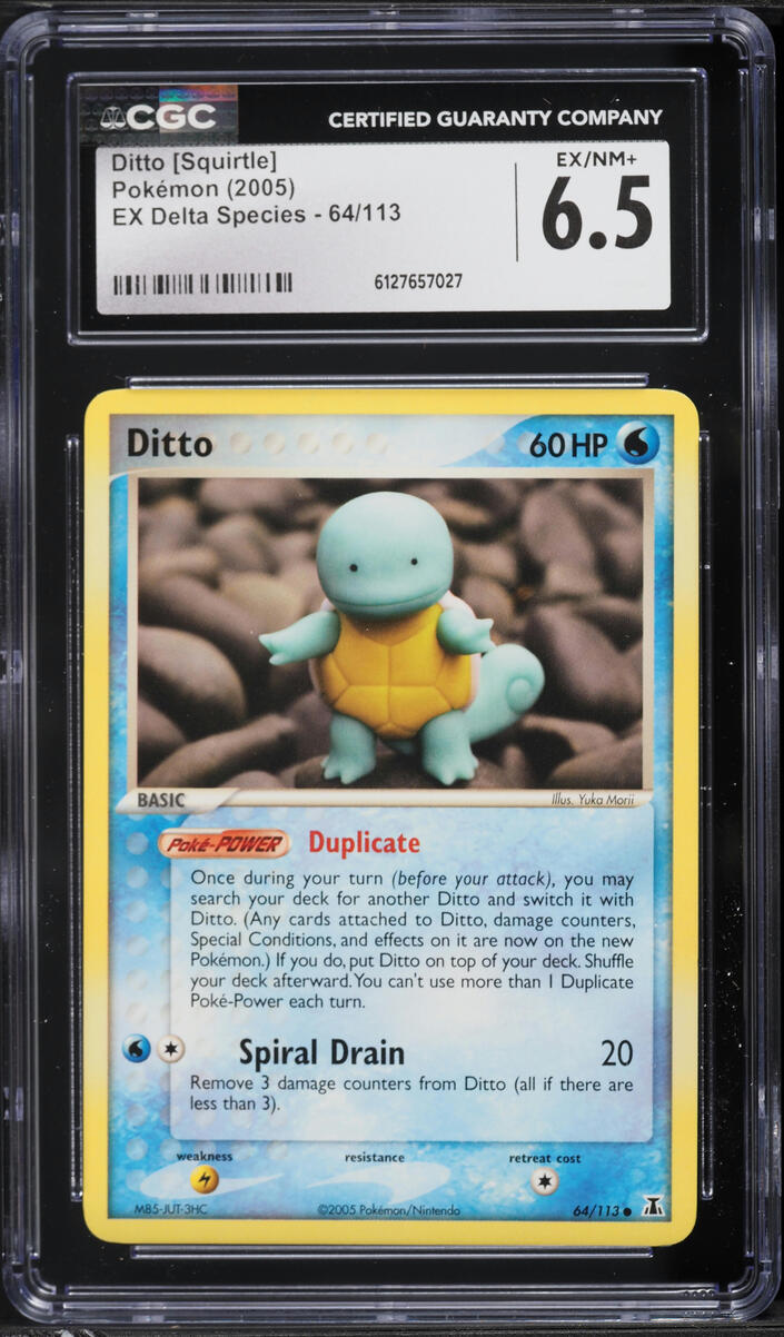 2005 Pokemon EX Delta Species Ditto Squirtle #64 CGC 6.5 EXMT+