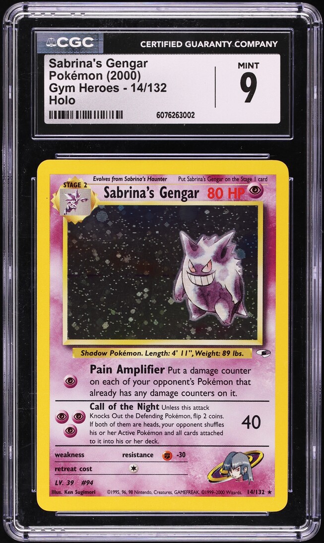 2000 Pokemon Gym Heroes Holo Sabrina's Gengar #14 CGC 9 MINT
