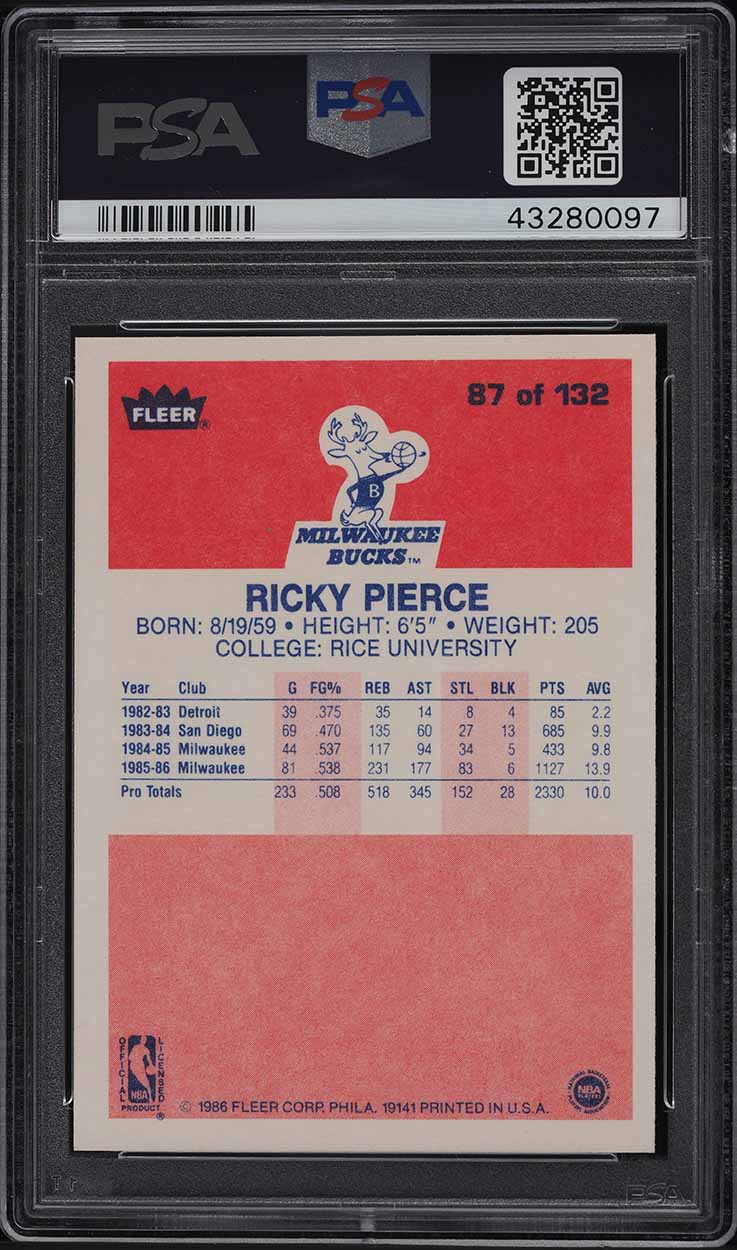 1986 Fleer Basketball Rickey Pierce #87 PSA 9 MINT