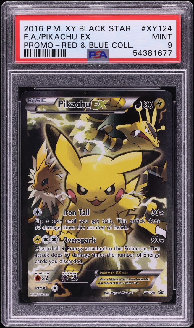 2016 Pokemon XY Promo Red & Blue Collection Full Art Pikachu EX #XY124 PSA 9 MINT