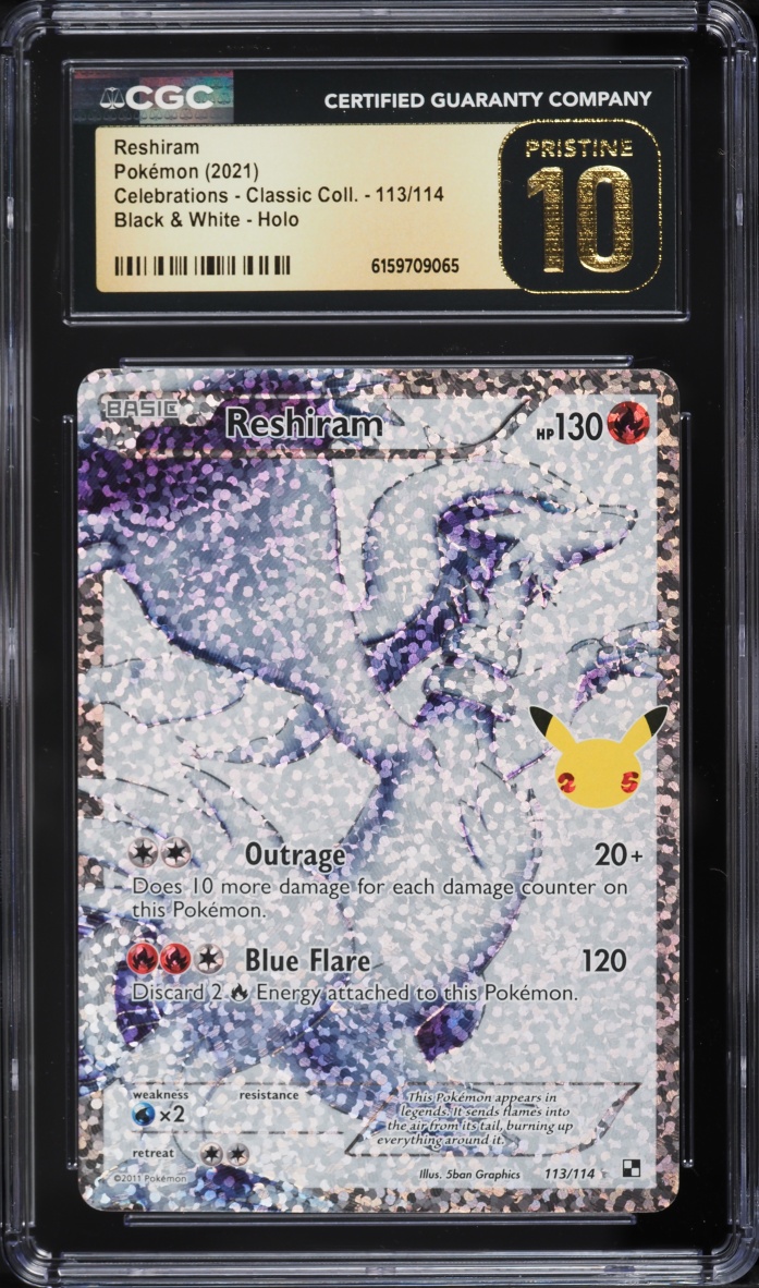 2021 Pokemon Sword & Shield Celebrations Classic Collection BWR Reshiram #113 CGC 10 PRISTINE