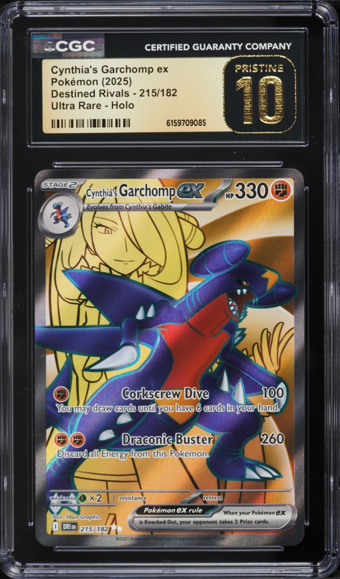 2025 Pokemon SV Destined Rivals Full Art Cynthia's Garchomp EX #215 CGC 10 PRISTINE