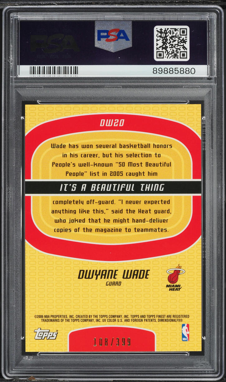 2005 Finest Boxloader Moments Dwyane Wade /399 #DW20 PSA 10 GEM MINT