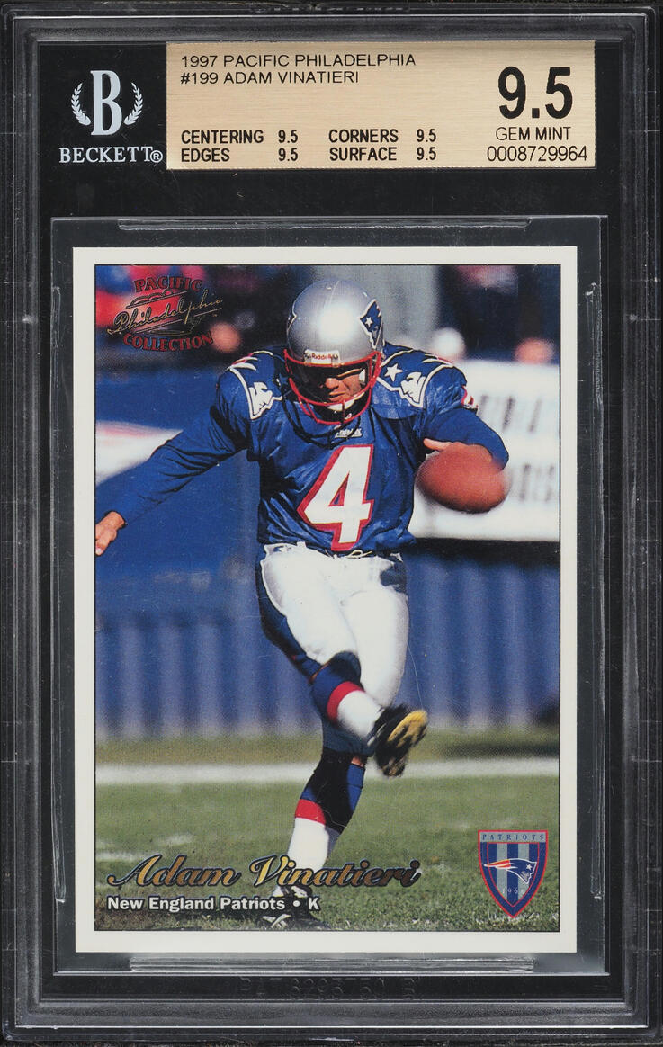 1997 Pacific Philadelphia Adam Vinatieri ROOKIE #199 BGS 9.5 GEM MINT