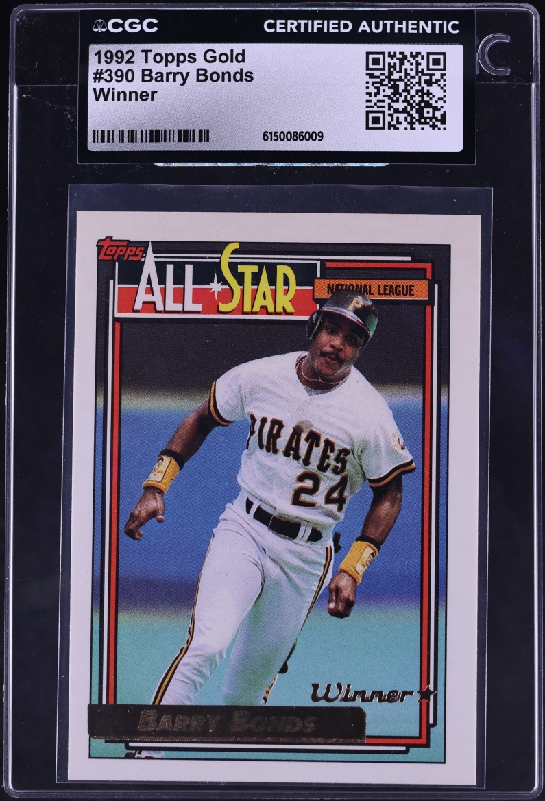 1992 Topps Gold Winner Barry Bonds #390 CGC AUTH