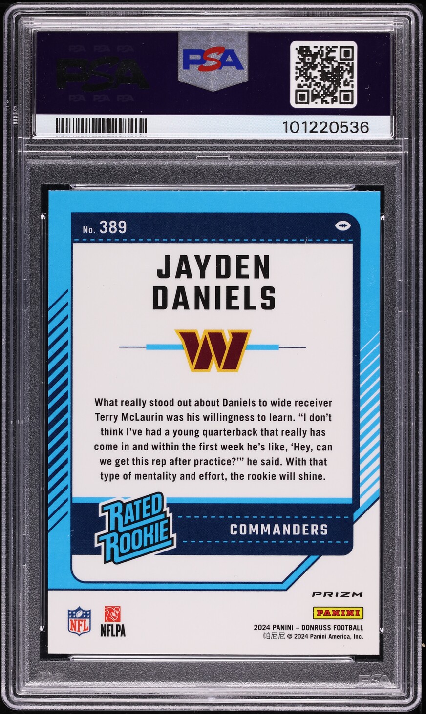 2024 Donruss Optic Preview Red Pandora Jayden Daniels ROOKIE #389 PSA 10 GEM MINT