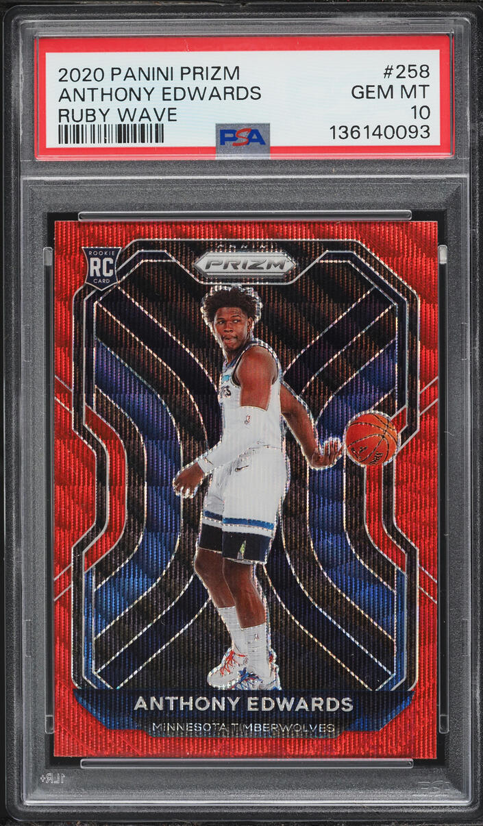 2020 Panini Prizm Ruby Wave Anthony Edwards ROOKIE #258 PSA 10 GEM MINT