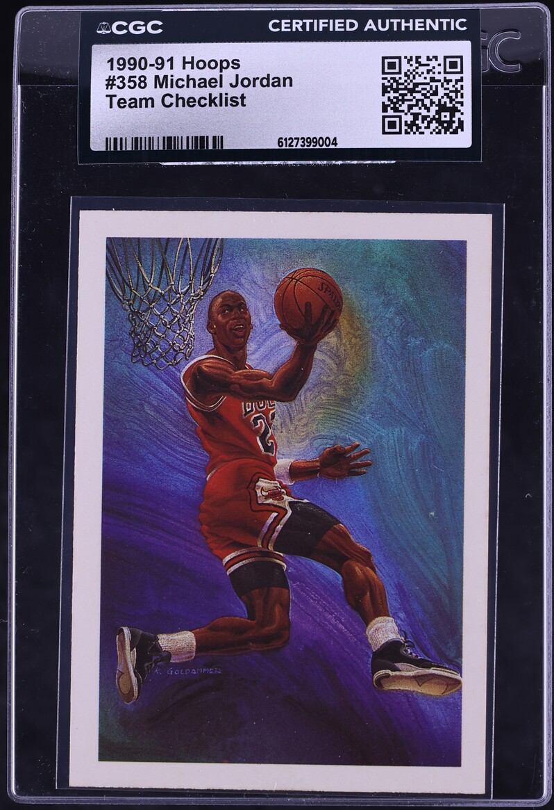 1990 Hoops Team Checklist Michael Jordan #358 CGC AUTH