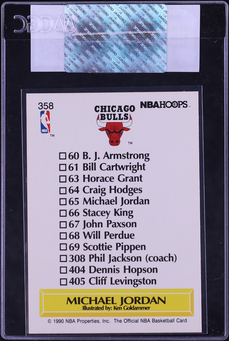1990 Hoops Team Checklist Michael Jordan #358 CGC AUTH