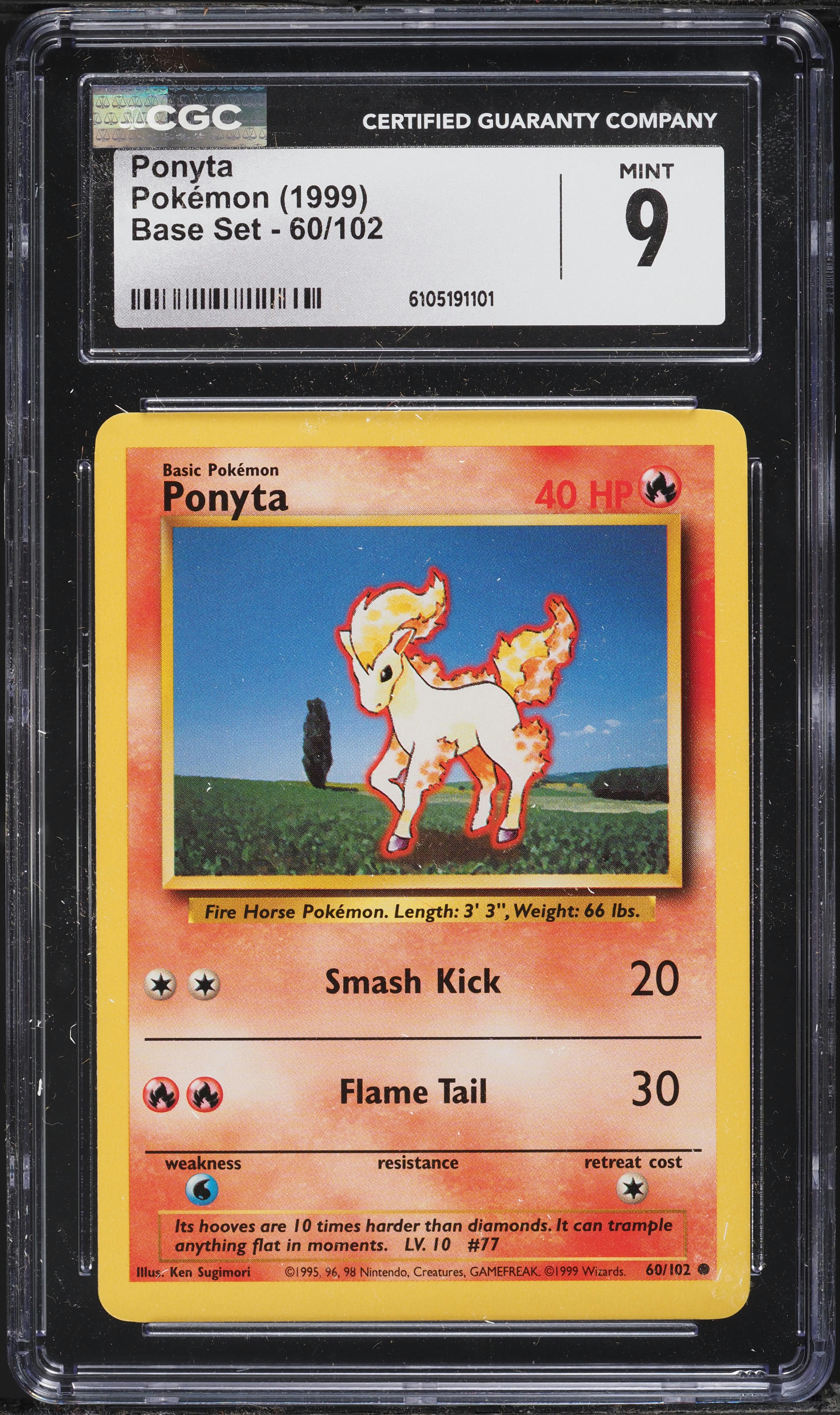 1999 Pokemon Base Set Ponyta #60 CGC 9 MINT