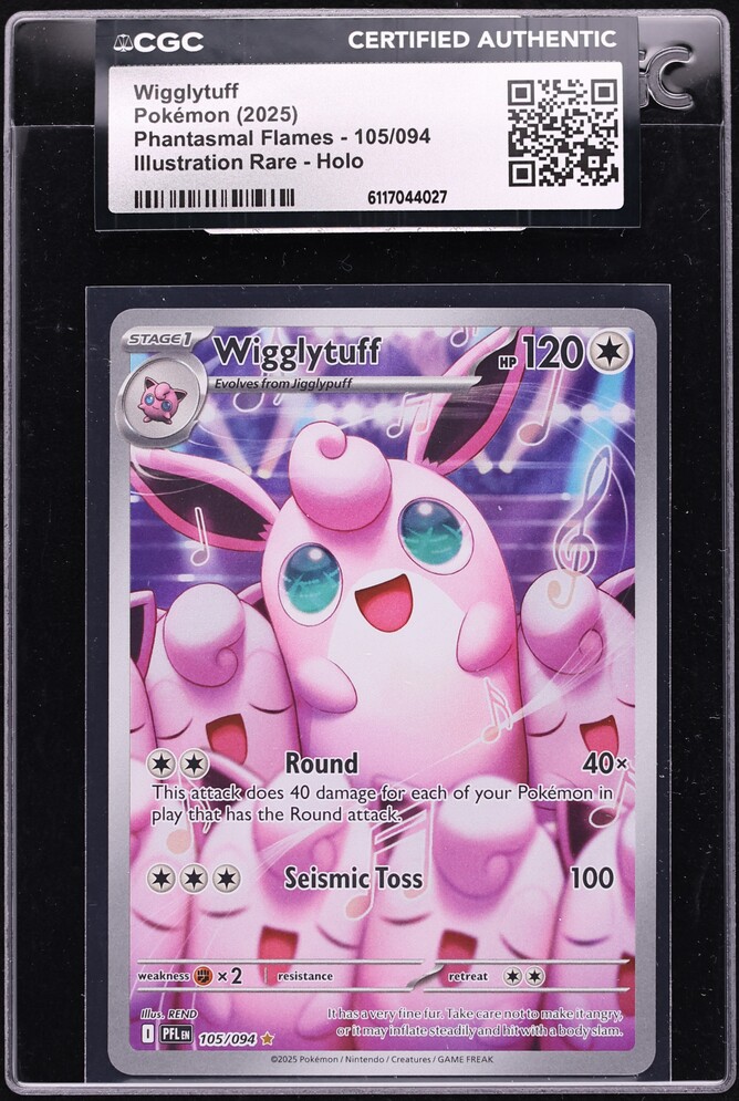 2025 Pokemon Mega Evolution Phantasmal Flames IR Wigglytuff #105 CGC AUTH