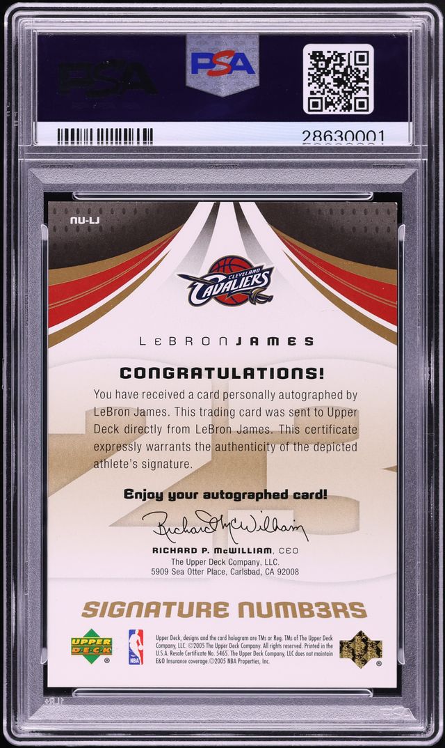 2005 SP Game Used Signature Numbers LeBron James AUTO DNA 10 /23 #NU-LJ PSA 9 MINT - Photo 2
