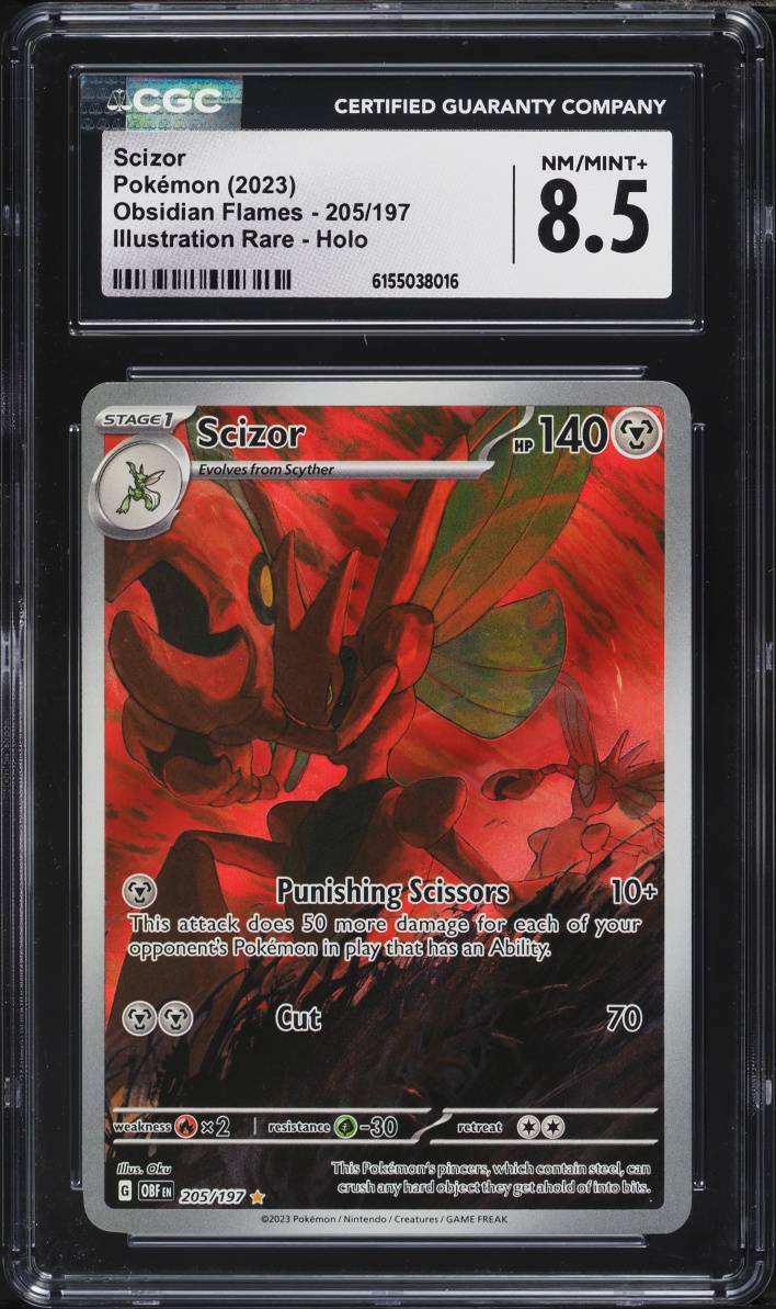 2023 Pokemon Scarlet & Violet Obsidian Flames IR Scizor #205 CGC 8.5 NM-MT+