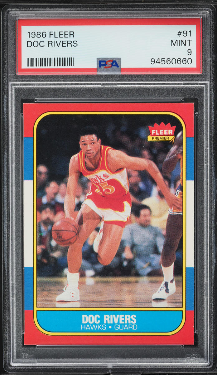 1986 Fleer Basketball Doc Rivers ROOKIE #91 PSA 9 MINT on Fanatics Collect