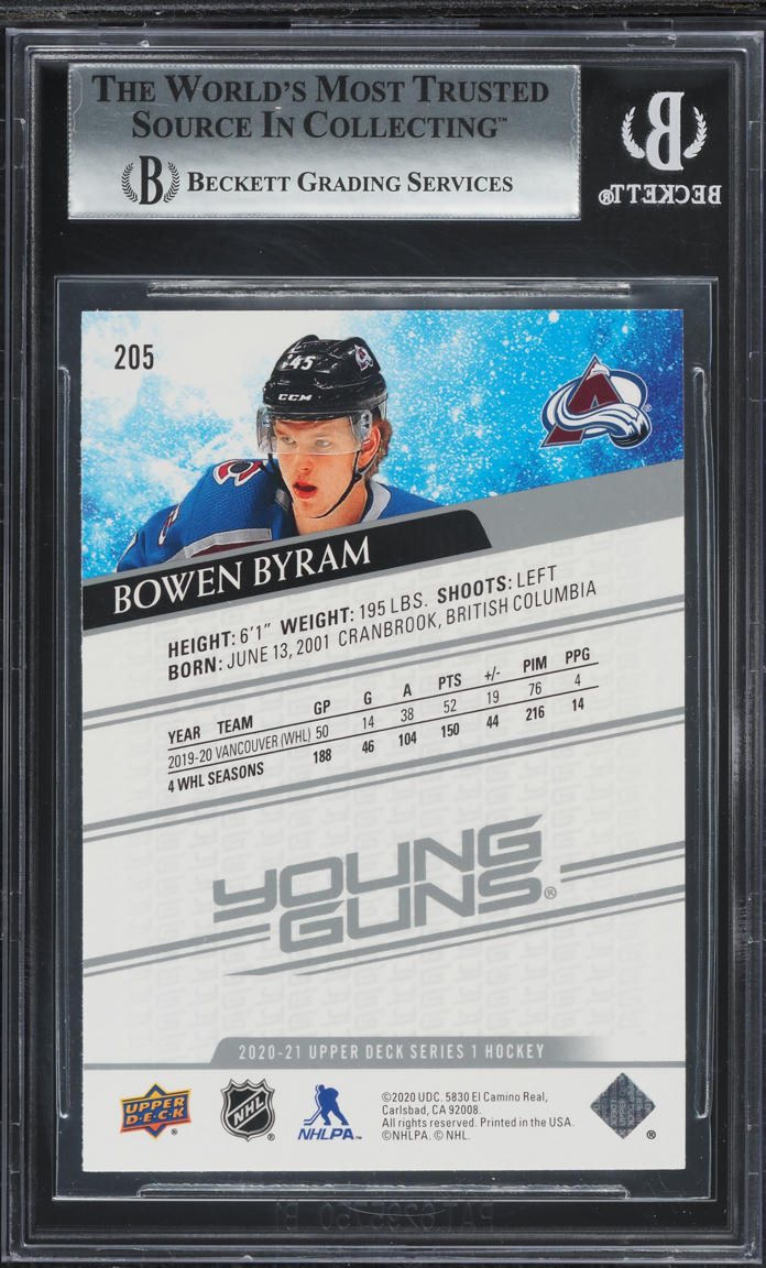 2020 Upper Deck Young Guns Bowen Byram ROOKIE #205 BGS 9 MINT