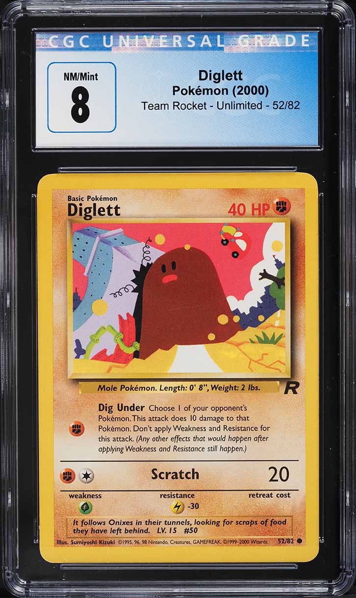 2000 Pokemon Team Rocket Diglett #52 CGC 8 NM-MT