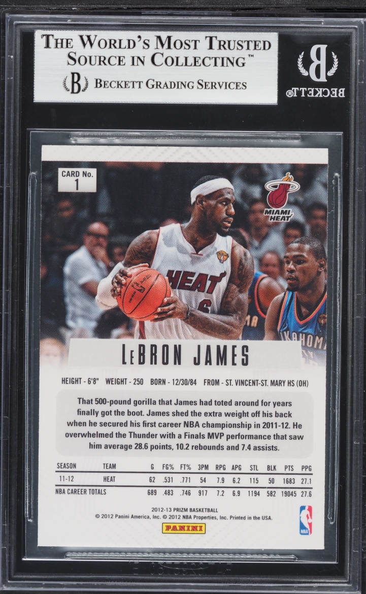 2012 Panini Prizm LeBron James #1 BGS 8.5 NM-MT+