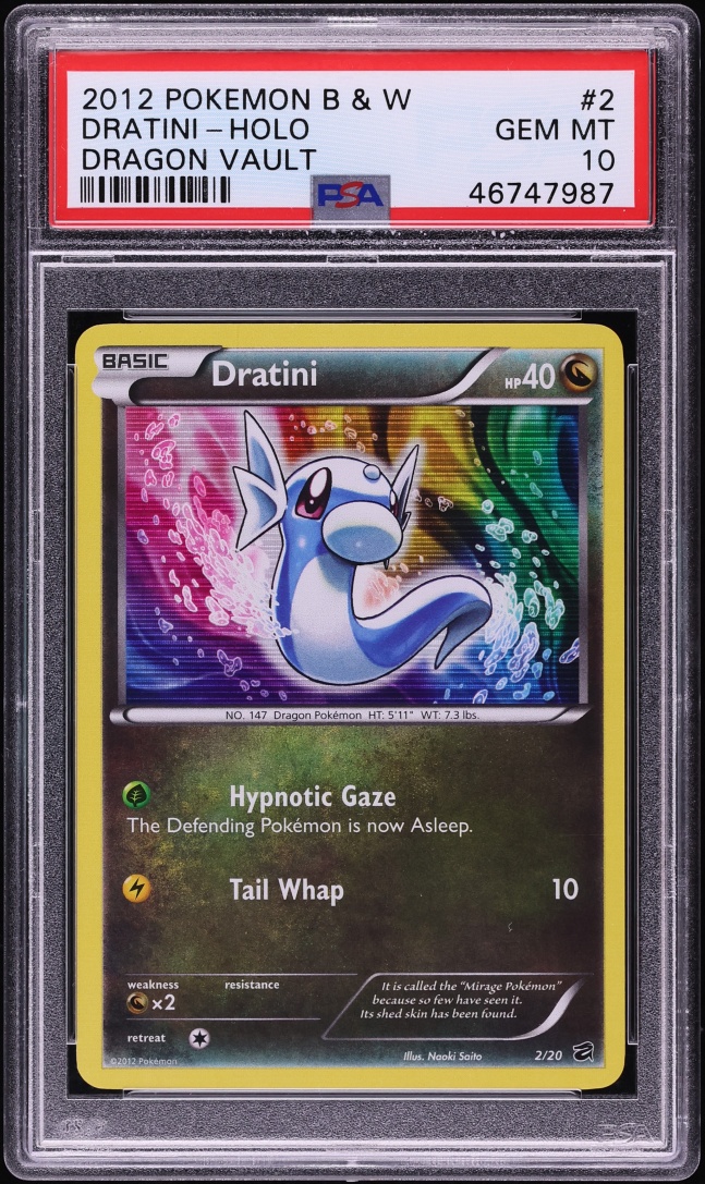 2012 Pokemon Black & White Dragon Vault Holo Dratini #2 PSA 10 GEM MINT