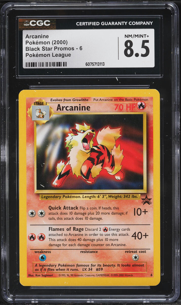2000 Pokemon League Black Star Promo Arcanine #6 CGC 8.5 NM-MT+