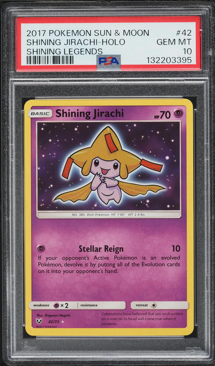 2017 Pokemon Sun & Moon Shining Legends Holo Shining Jirachi #42 PSA 10 GEM MINT
